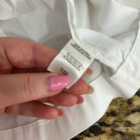 Theory White Carrian Precise Short Sleeve Peplum Blouse Top Size L - Picture 6 of 9